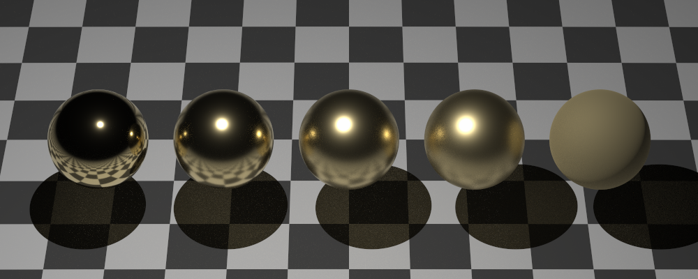 Path traced gold spheres