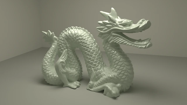 Dragon rendered in Mango, my Go path tracer
